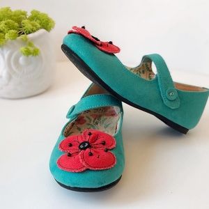 OSHKOSH B’GOSH | TODDLER | TRUDY BALLET FLATS | TEAL |  FLOWER | SHOE | SIZE 10